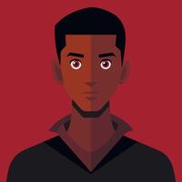 A man with red eyes and a black shirt vector