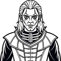 The witcher character in black and white vector