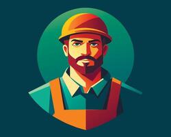 A man with a beard and hat in an oval frame vector