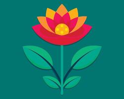 A flower with leaves and a green background vector