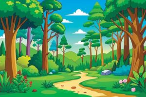Cartoon forest path in the forest vector