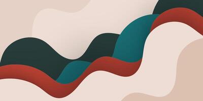 Abstract 3D colorful wave art background design with brown and green fluid combination for design. vector