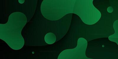 Fluid abstract 3d background with gradient dark green color on background. vector