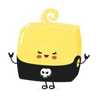 Butter heavy metal character. hand drawn cartoon kawaii character illustration icon. Isolated on white background. Butter character concept vector