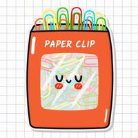 Cute funny Paper clip sticker. hand drawn cartoon kawaii character illustration icon. Isolated on background. Paper clip card character concept vector