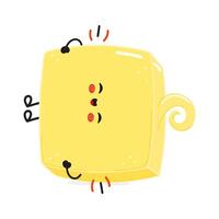 Butter laughs character. hand drawn cartoon kawaii character illustration icon. Isolated on white background. Butter character concept vector