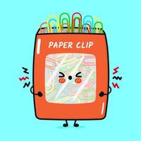 Angry Paper clip character. hand drawn cartoon kawaii character illustration icon. Isolated on blue background. Sad Paper clip character concept vector