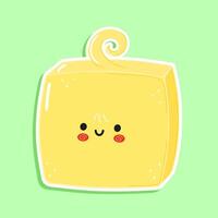 Sticker Butter character. hand drawn cartoon kawaii character illustration icon. Isolated on green background. Butter character concept vector