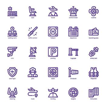 Airport icon pack for your website, mobile, presentation, and logo design. Airport icon basic line gradient design. graphics illustration and editable stroke. vector