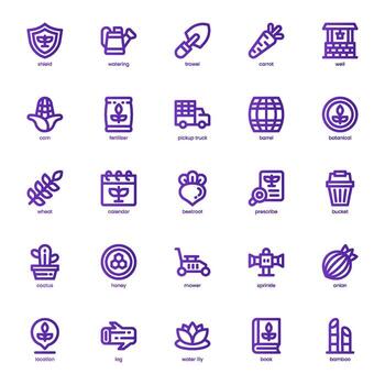 Farming and Botanical icon pack for your website, mobile, presentation, and logo design. Farming and Botanical icon basic line gradient design. graphics illustration and editable stroke. vector