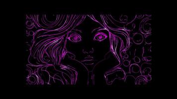 Neon frame effect, Pensive Face - Deep thought on black background video