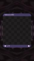 Social media story Halloween template. Purple-themed design. Insert your photo here placeholder. Social media post layout for Halloween. Spooky festive design. Easy-to-use template. Vignette pattern. vector