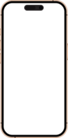 mobile phone 16 mockup front view isolated transparent background. Smartphone or gadget or cellphone cut out screen template. png