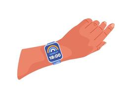 Smart watch. illustration depicting various hand. Digital technology concept in flat design style. illustration of a wrist watch. Physical activity. vector
