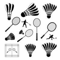Badminton rackets and shuttlecocks icons set vector