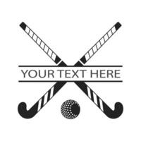 Field hockey logo design with crossed sticks and ball vector