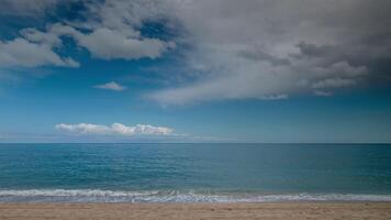 A beach with a large body of water and a cloudy sky video
