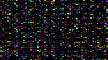 A colorful pattern of squares on a black background video