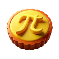 3D Rendered Pi Symbol on Yellow and Orange Background png