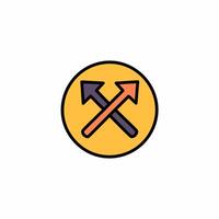 Crossed arrows flat icon. Line merge color illustration. vector