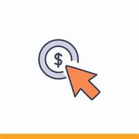 Cursor and dollar sign. Business concept line icon. vector