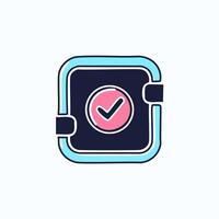 Wall clock color icon illustration. vector