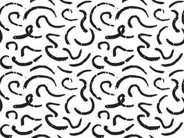 Chalk abstract lines seamless pattern. Crayon strokes hand drawn pencil curves. Charcoal uneven scribbles, black strokes. stylish background for apparel, clothes, textile vector
