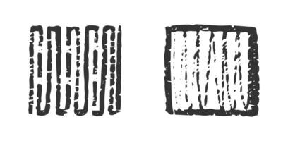 Chalk scribble squares and boxes. Crayon hand drawn pencil frames. Charcoal brush straight lines strokes on white background vector