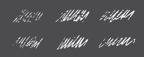 Chalk underlines and stroke line set. Crayon hand drawn pencil lines. Charcoal pencil straight lines. Scribble strokes on black background vector