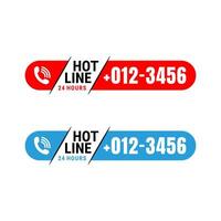 Hotline phone number icon with call icon, phone contact number modern minimalist design template. Illustration vector