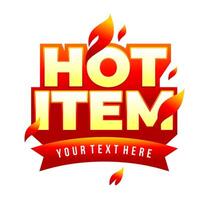 Label hot item with fire flame in extrude long shadow template design vector