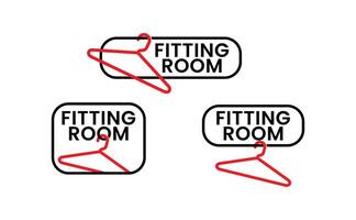 Fitting rooms sign template with unique hanger icon. illustration. EPS 10. Ready to use vector