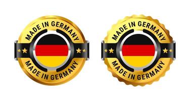 Made in Germany logo a gold circle with a picture of a flag in the middle. For icon, label, badge, mark, sign, symbol, etc. Modern and minimalist. Illustration vector