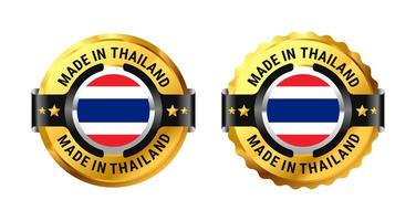 Made in Thailand logo a gold circle with a picture of a flag in the middle. For icon, label, badge, mark, sign, symbol, etc. Modern and minimalist. Illustration vector