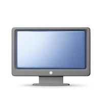 3d black PC monitor with empty screen isolated. Render computer LCD display mock up with blank screen. vector