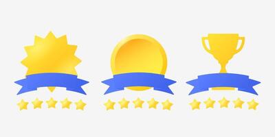 Rating quality stars emblems set. Five Stars. Rating system. Application or feedback site icon. Isolated icon on white background. Infographics. illustration. vector