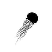 Black isolated silhouette of a sea jellyfish on a white background. Side view. Stock Graphics EPS 10. vector