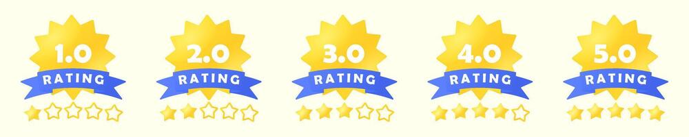 Quality rating stars set. Five out of 5 stars. An emblem for a website or application for feedback. Isolated icon on white background. Rating system. Infographics. illustration. vector