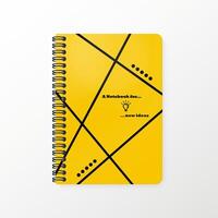 Yellow notepad with a spiral spring on a white isolated background. Corporate style yellow notepad mockup with shadow. illustration. Realism 3d. School book for notes vector