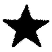 Starfish isolated black silhouette. Side view. Marine animal. White background. illustration clipart. vector