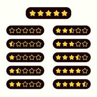 Set of rating gold stars on a black background. Feedback rating. Five gold stars. Infographic elements for website or application. illustration. vector