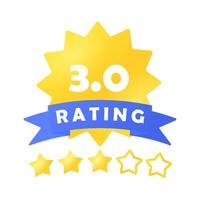 Rating sign. Three out of 5 stars. An emblem for a website or application for feedback. Isolated icon on white background. Rating system. Infographics. illustration. vector