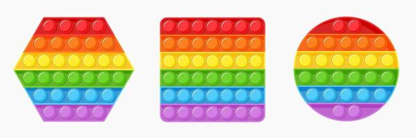 PopIt fidget toy set. Antistress bubble pop it. Simple dimple toy. illustration isolated on white background. vector
