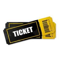 Two vintage tickets template on dark background with yellow accents. For excursion routes, retro parties and clubs and other projects. Just add your own text. , can be used for printing. vector