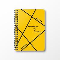 Yellow notepad with a spiral spring on a white isolated background. Corporate style yellow notepad mockup with shadow. illustration. Realism 3d. School book for notes. vector
