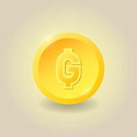 Gold paraguayan guaranies coin. illustration for websites, web design, mobile app, infographics. vector