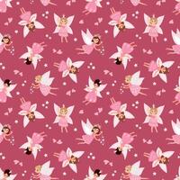 Magical Seamless Pattern with Fairies. Design for fabric, textile, wallpaper, packaging, nursery vector