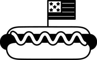 A hot dog with a flag on top of it vector