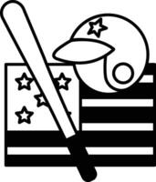 A baseball bat helmet and baseball glove in the style of lines vector