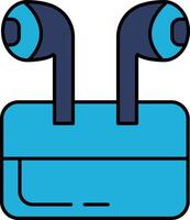 A blue box with two earbuds on top of it vector